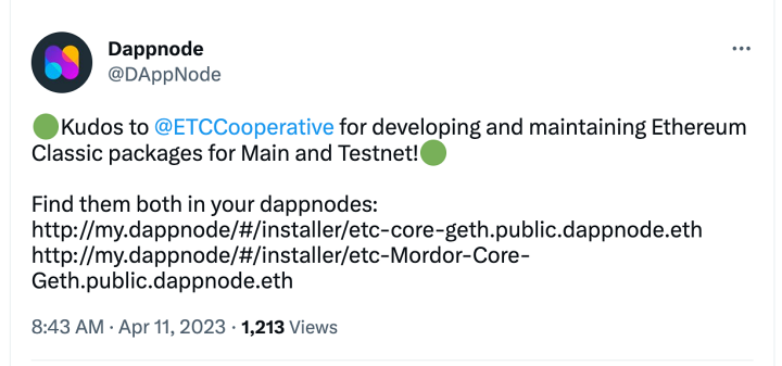 DappNode announcement.